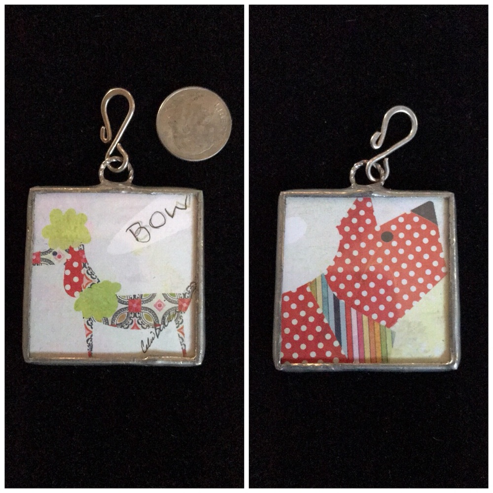 Glass Puppy/Dog Pendant, Double-Sided